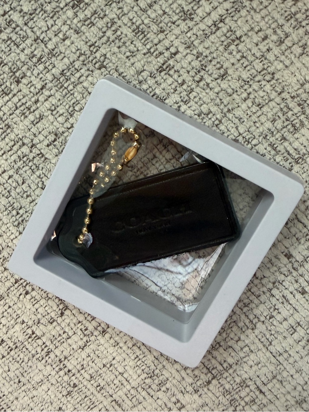 Coach Leather Black Hangtag Gold Chain 2.25”
